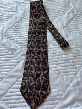 Men's Scooby Doo wear Navy and Gold Patterned 100% Silk Tie